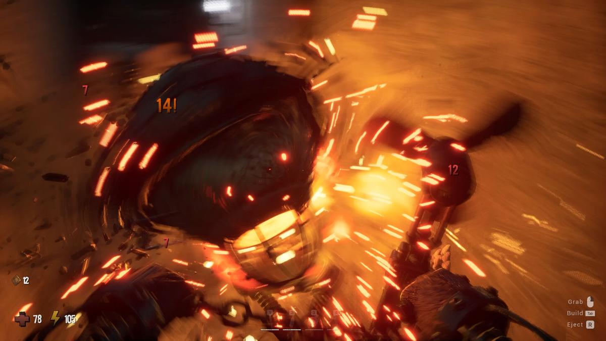 GRAIN ROT gameplay screenshot showing the crew inside the fire-lit underground ruins