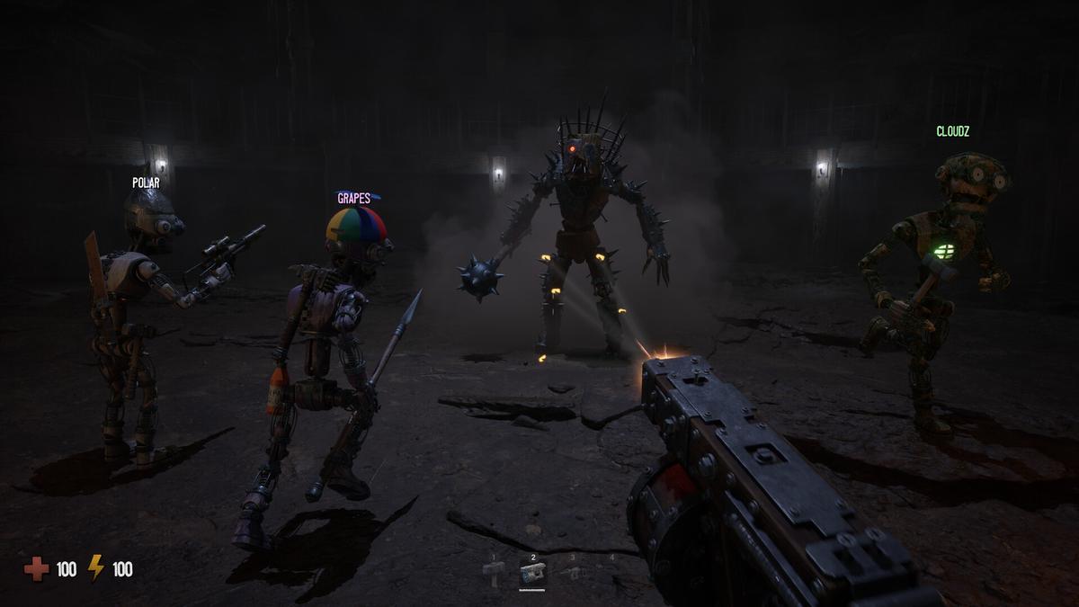 GRAIN ROT screenshot of a crew of wooden vessels inside the ruins